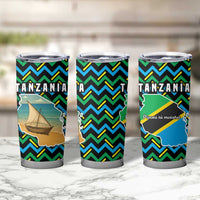 Tanzania Coastal Life Tumbler Cup with Swahili Dhow Boat and Tribal Pattern - Wonder Print Shop