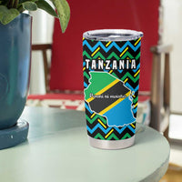 Tanzania Coastal Life Tumbler Cup with Swahili Dhow Boat and Tribal Pattern - Wonder Print Shop