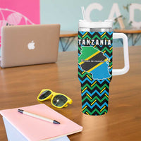 Tanzania Coastal Life Tumbler With Handle with Swahili Dhow Boat and Tribal Pattern - Wonder Print Shop