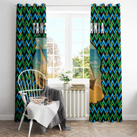 Tanzania Coastal Life Window Curtain with Swahili Dhow Boat and Tribal Pattern - Wonder Print Shop
