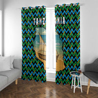 Tanzania Coastal Life Window Curtain with Swahili Dhow Boat and Tribal Pattern - Wonder Print Shop