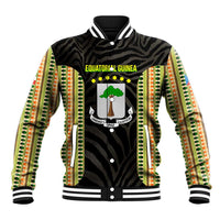 Equatorial Guinea Heritage Baseball Jacket with National Emblem and Tribal Zebra Print