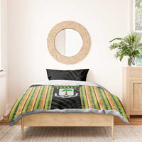 Equatorial Guinea Heritage Bedding Set with National Emblem and Tribal Zebra Print