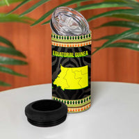 Equatorial Guinea Heritage 4 in 1 Can Cooler Tumbler with National Emblem and Tribal Zebra Print