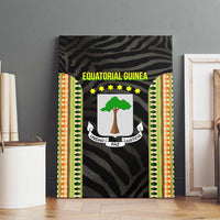 Equatorial Guinea Heritage Canvas Wall Art with National Emblem and Tribal Zebra Print