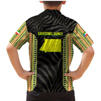 Equatorial Guinea Heritage Family Matching Mermaid Dress and Hawaiian Shirt with National Emblem and Tribal Zebra Print