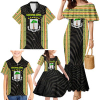 Equatorial Guinea Heritage Family Matching Mermaid Dress and Hawaiian Shirt with National Emblem and Tribal Zebra Print