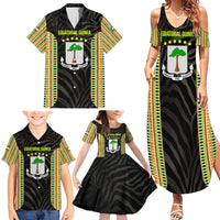 Equatorial Guinea Heritage Family Matching Summer Maxi Dress and Hawaiian Shirt with National Emblem and Tribal Zebra Print