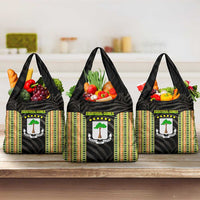 Equatorial Guinea Heritage Grocery Bag with National Emblem and Tribal Zebra Print