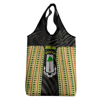 Equatorial Guinea Heritage Grocery Bag with National Emblem and Tribal Zebra Print