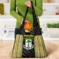 Equatorial Guinea Heritage Grocery Bag with National Emblem and Tribal Zebra Print