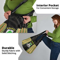 Equatorial Guinea Heritage Grocery Bag with National Emblem and Tribal Zebra Print