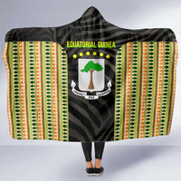 Equatorial Guinea Heritage Hooded Blanket with National Emblem and Tribal Zebra Print