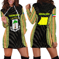Equatorial Guinea Heritage Hoodie Dress with National Emblem and Tribal Zebra Print