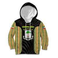 Equatorial Guinea Heritage Kid Hoodie with National Emblem and Tribal Zebra Print