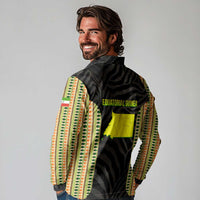 Equatorial Guinea Heritage Long Sleeve Polo Shirt with National Emblem and Tribal Zebra Print