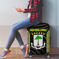 Equatorial Guinea Heritage Luggage Cover with National Emblem and Tribal Zebra Print