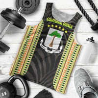 Equatorial Guinea Heritage Men Tank Top with National Emblem and Tribal Zebra Print