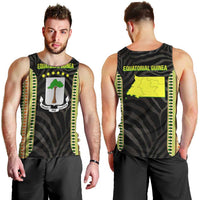 Equatorial Guinea Heritage Men Tank Top with National Emblem and Tribal Zebra Print