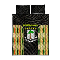Equatorial Guinea Heritage Quilt Bed Set with National Emblem and Tribal Zebra Print