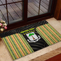 Equatorial Guinea Heritage Rubber Doormat with National Emblem and Tribal Zebra Print