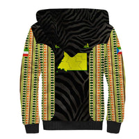 Equatorial Guinea Heritage Sherpa Hoodie with National Emblem and Tribal Zebra Print