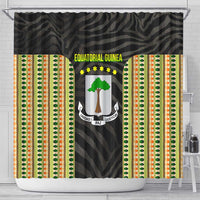 Equatorial Guinea Heritage Shower Curtain with National Emblem and Tribal Zebra Print