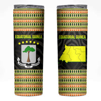 Equatorial Guinea Heritage Skinny Tumbler with National Emblem and Tribal Zebra Print