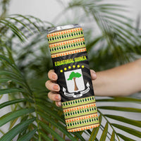 Equatorial Guinea Heritage Skinny Tumbler with National Emblem and Tribal Zebra Print