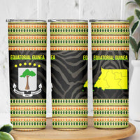Equatorial Guinea Heritage Skinny Tumbler with National Emblem and Tribal Zebra Print