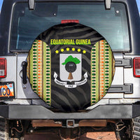 Equatorial Guinea Heritage Spare Tire Cover with National Emblem and Tribal Zebra Print