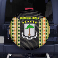 Equatorial Guinea Heritage Spare Tire Cover with National Emblem and Tribal Zebra Print
