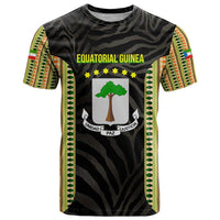 Equatorial Guinea Heritage T Shirt with National Emblem and Tribal Zebra Print
