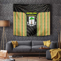 Equatorial Guinea Heritage Tapestry with National Emblem and Tribal Zebra Print