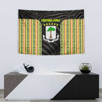 Equatorial Guinea Heritage Tapestry with National Emblem and Tribal Zebra Print