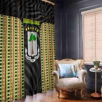 Equatorial Guinea Heritage Window Curtain with National Emblem and Tribal Zebra Print