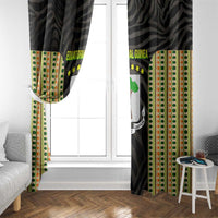 Equatorial Guinea Heritage Window Curtain with National Emblem and Tribal Zebra Print