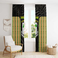 Equatorial Guinea Heritage Window Curtain with National Emblem and Tribal Zebra Print