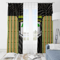 Equatorial Guinea Heritage Window Curtain with National Emblem and Tribal Zebra Print