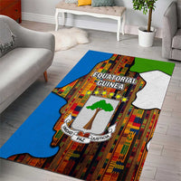 Equatorial Guinea Kente Area Rug with Tribal Mask and National Coat of Arms