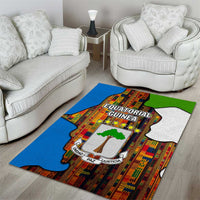 Equatorial Guinea Kente Area Rug with Tribal Mask and National Coat of Arms