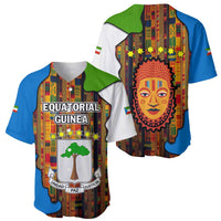 Equatorial Guinea Kente Baseball Jersey with Tribal Mask and National Coat of Arms