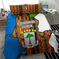 Equatorial Guinea Kente Bedding Set with Tribal Mask and National Coat of Arms