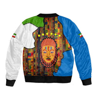Equatorial Guinea Kente Bomber Jacket with Tribal Mask and National Coat of Arms