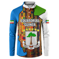 Equatorial Guinea Kente Button Sweatshirt with Tribal Mask and National Coat of Arms