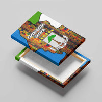 Equatorial Guinea Kente Canvas Wall Art with Tribal Mask and National Coat of Arms