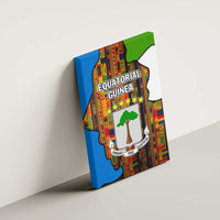 Equatorial Guinea Kente Canvas Wall Art with Tribal Mask and National Coat of Arms