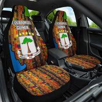 Equatorial Guinea Kente Car Seat Cover with Tribal Mask and National Coat of Arms