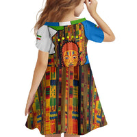 Equatorial Guinea Kente Family Matching Mermaid Dress and Hawaiian Shirt with Tribal Mask and National Coat of Arms