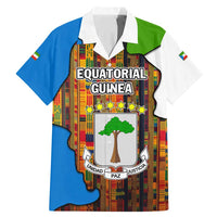 Equatorial Guinea Kente Family Matching Mermaid Dress and Hawaiian Shirt with Tribal Mask and National Coat of Arms